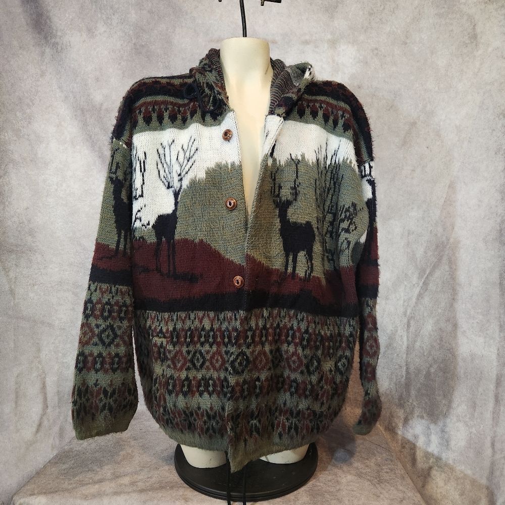 Ruminahui Alpaca Wool Stag Patterned Oversized Cardigan - Picture 7 of 7